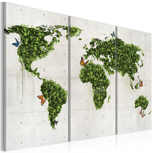 online Tableau sur toile - Triptyque Terre verte des papillons Erroi