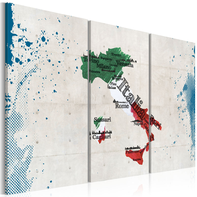 Quadro - Mappa D'Italia: Trittico 60X40Cm Erroi-1