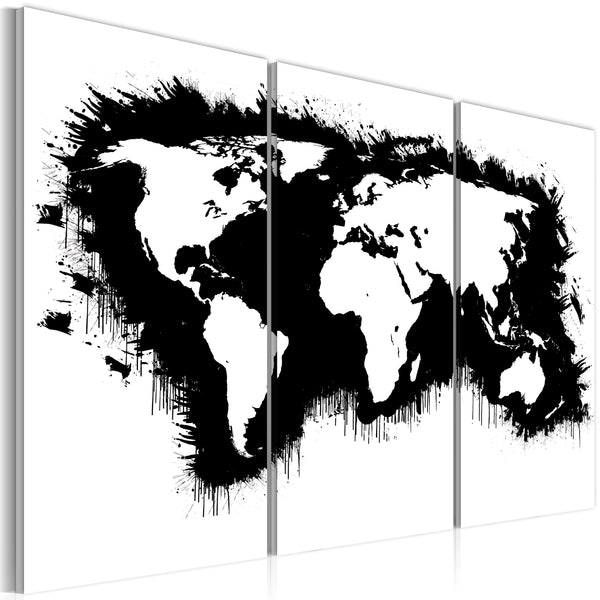 Tableau sur toile - Triptyque monochrome carte du monde Erroi sconto