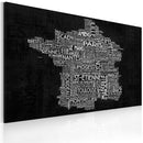 Quadro - Text Map Of France On The Black Background 60X40Cm Erroi-1