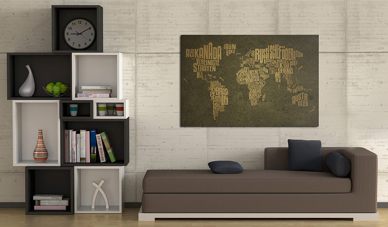 Quadro - La Mappa Del Mondo in Lingua Tedesca: Continenti Colore Beige 60X40Cm Erroi-2