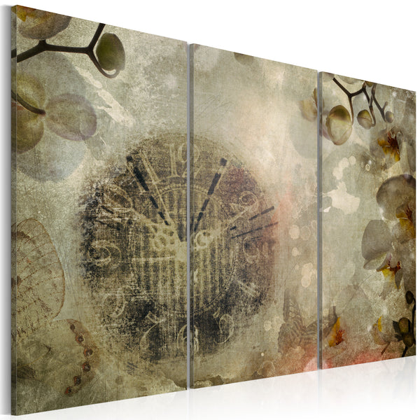 Tableau Sur Toile - Vintage, Horloge Et Orchidée - Triptyque Erroi online