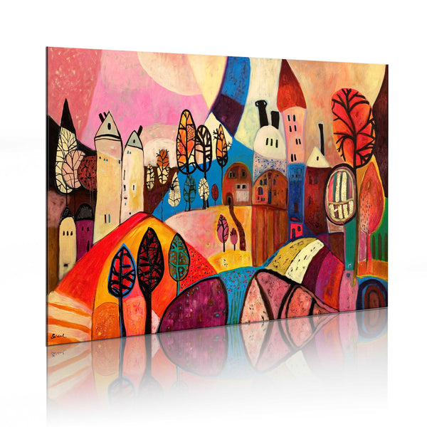 Tableau peint - Village aux couleurs d'automne 90x60cm Erroi online