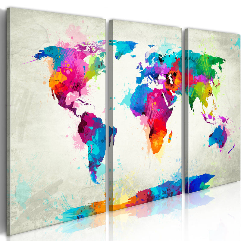 Quadro - World Map: An Explosion Of Colors 60X40Cm Erroi-1