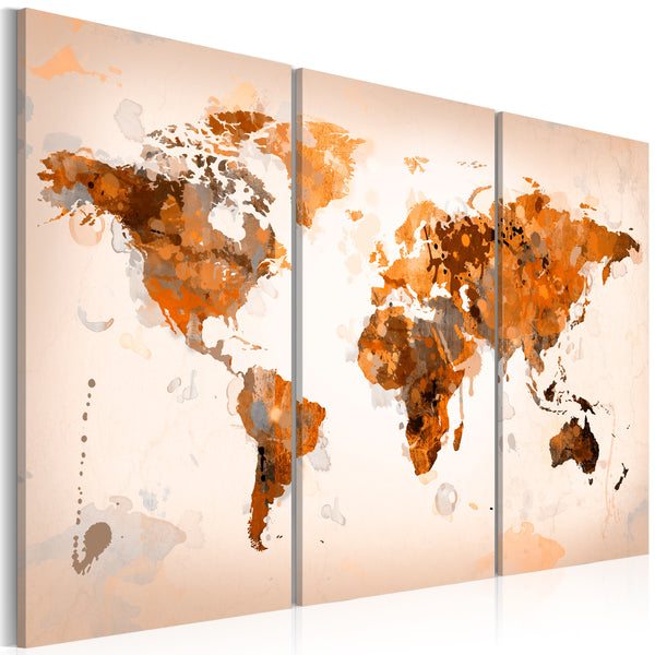 Impression sur toile - Carte du monde - Tempête du désert - Triptyque Erroi online