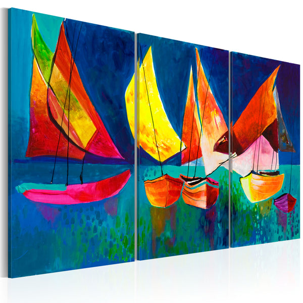 Tableau peint - Voiliers colorés 120x80cm Erroi sconto