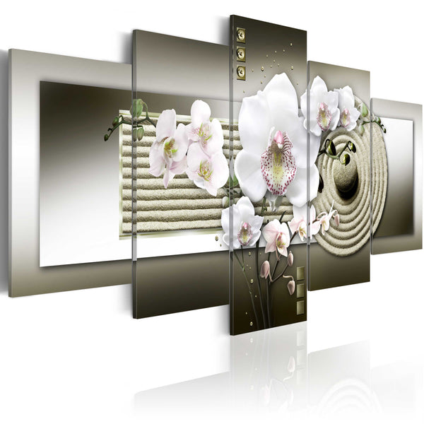 Tableau sur toile - Orchidée et jardin zen - Erroi marron online