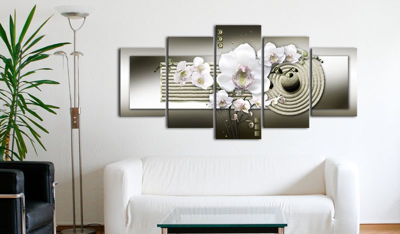 Quadro - Orchidea E Giardino Zen - Marrone Erroi-2