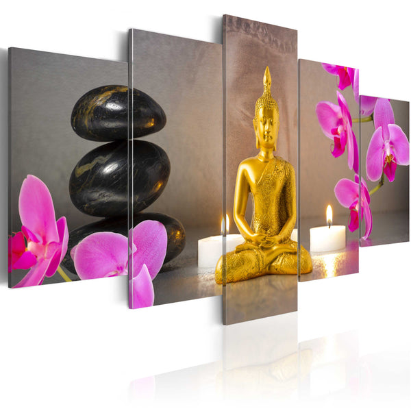 Cadre - Bouddha Doré Et Orchidées 100x50cm Erroi sconto