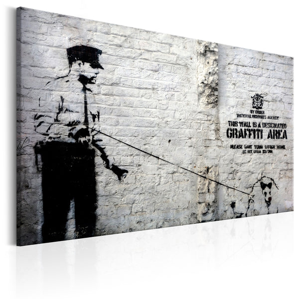 online Tableau sur toile - Graffiti Area Police et un chien par Banksy Erroi