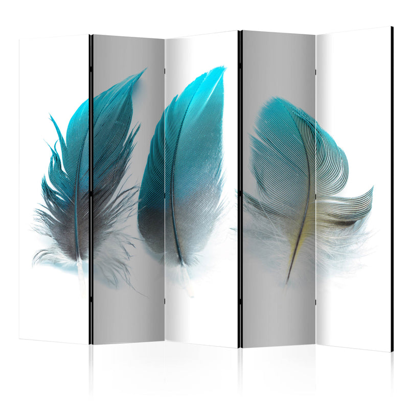 Paravento 5 Pannelli - Blue Feathers II 225x172cm Erroi-1