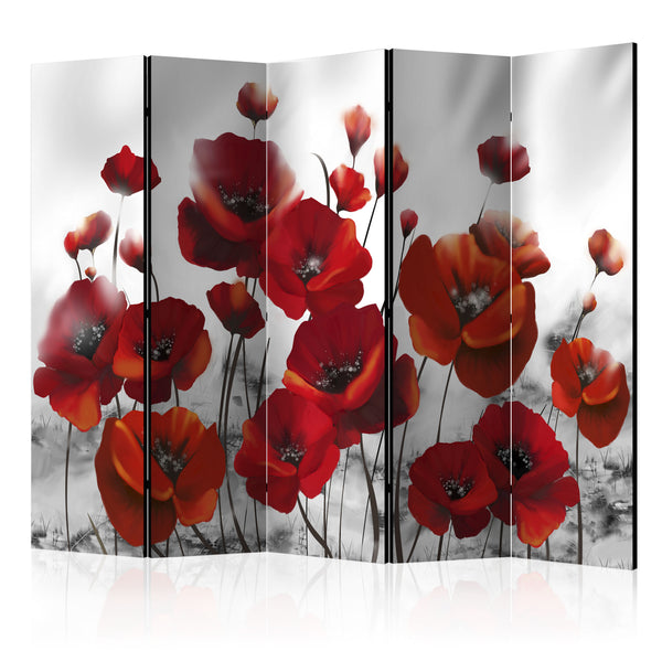 Paravent 5 Panneaux - Coquelicots Au Clair De Lune II 225x172cm Erroi sconto