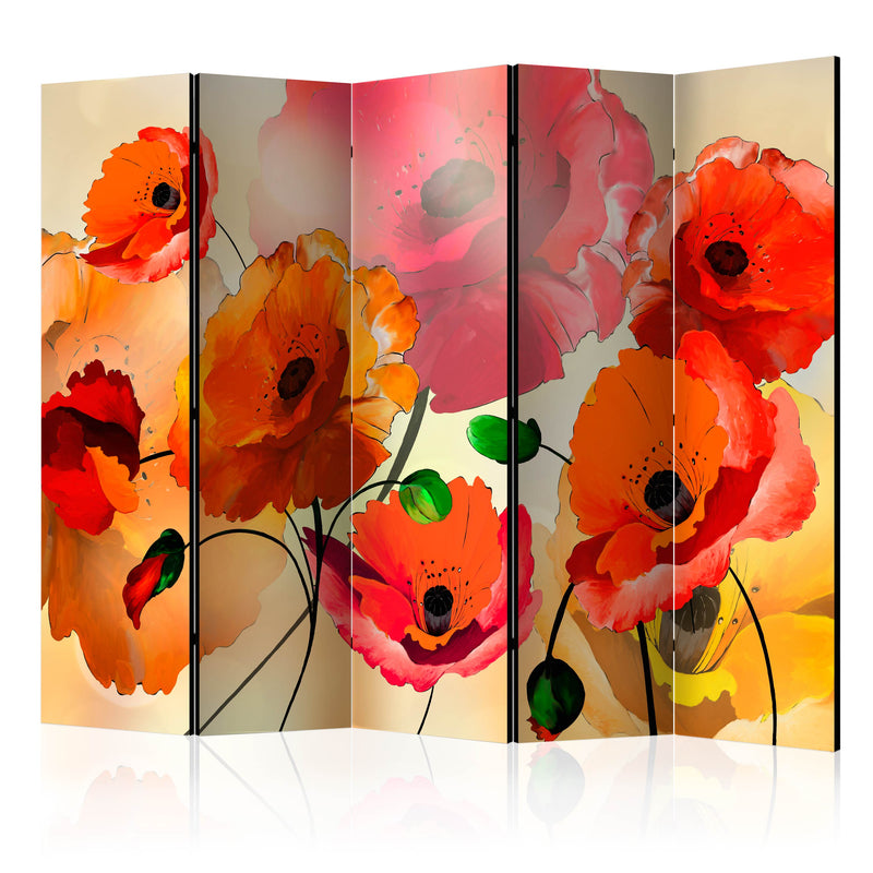 Paravento 5 Pannelli - Velvet Poppies II 225x172cm Erroi-1