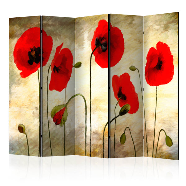 acquista Paravent 5 Panneaux - Champ Doré De Coquelicots II 225x172cm Erroi