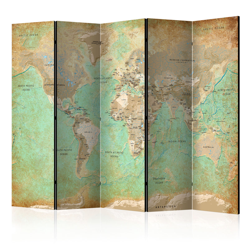 Paravento 5 Pannelli - Turquoise World Map 225x172cm Erroi-1