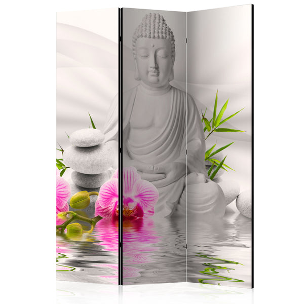 sconto Paravent 3 Panneaux - Bouddha Et Orchidées 135x172cm Erroi