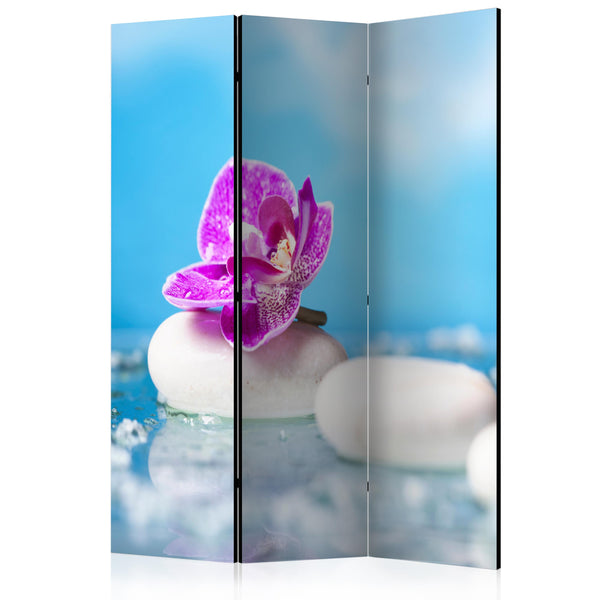 online Paravent 3 Panneaux - Orchidée Rose Et Pierres Zen Blanches 135x172cm Erroi