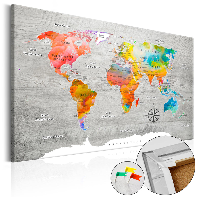 Quadro di Sughero - Multicolored Travels [Cork Map] 120x80cm Erroi-1