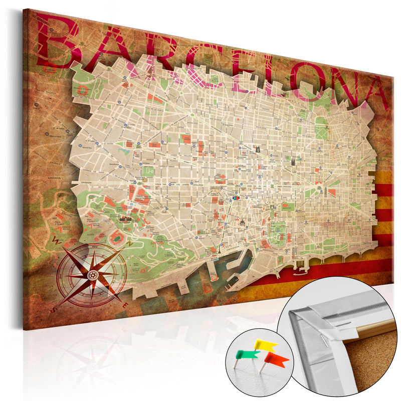 Image en liège - Carte de Barcelone [Carte en liège] 120x80cm Erroi –  acquista su Giordano Shop