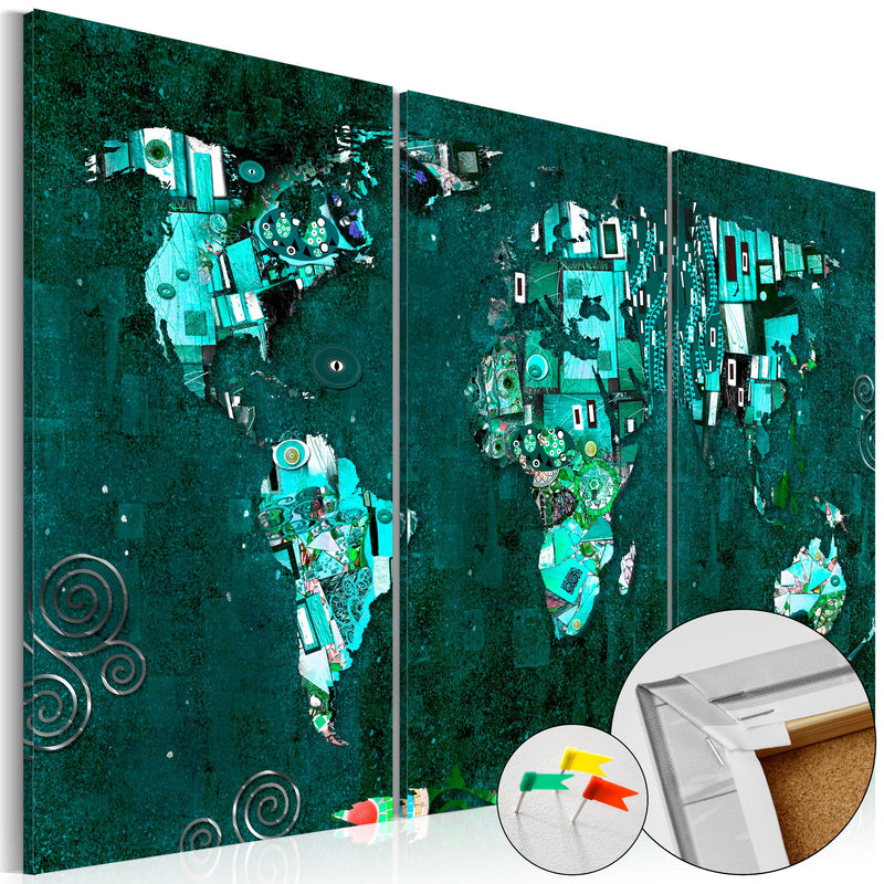 Quadro di Sughero - Emerald World [Cork Map] 120x80cm Erroi-1