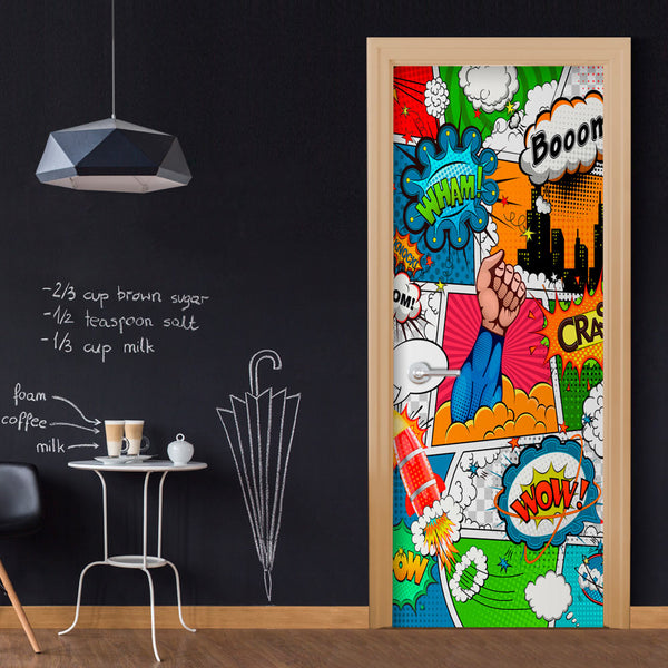 online Papier Peint Photo Murale de Porte - Comic World 100x210cm Erroi