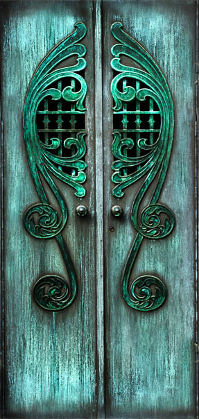 Carta da Parati Fotomurale per Porta - Emerald Gates 100x210 cm Erroi-2