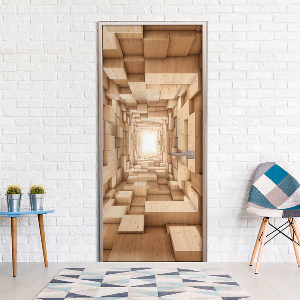 Papier peint de porte - Tunnel en bois 100x210cm Erroi sconto