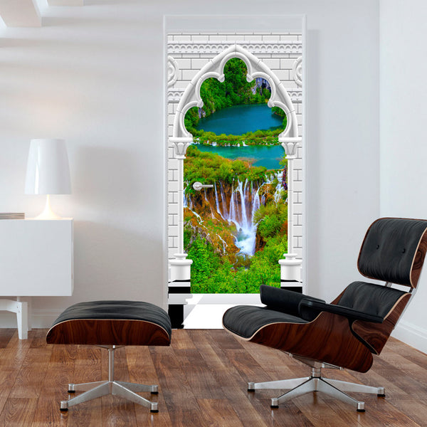 prezzo Papier Peint Mural de Porte - Arc Gothique Et Cascade I 100x210cm Erroi