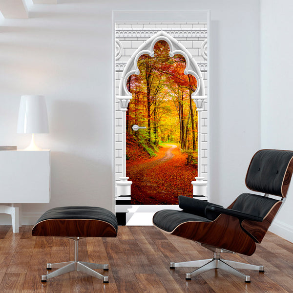 online Papier Peint Mural de Porte - Arc Gothique Et Forêt En Atumn I 100x210cm Erroi