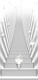 Carta da Parati Fotomurale per Porta - White Stairs And Jewels i 70x210 cm Erroi-2