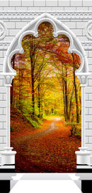 Carta da Parati Fotomurale per Porta - Gothic Arch And Forest in Atumn i 70x210 cm Erroi-2