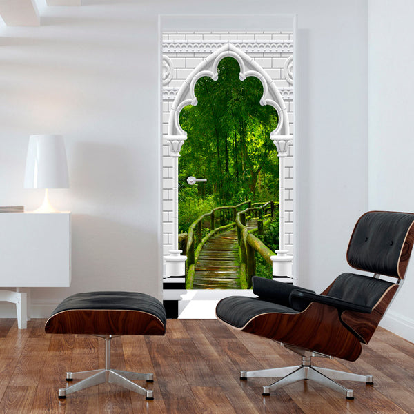 sconto Papier Peint Mural de Porte - Arc Gothique Et Jungle I 80x210cm Erroi