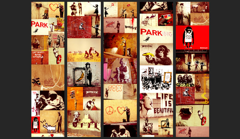 Fotomurale - Collage - Banksy 50X1000 cm Carta da Parato Erroi-2