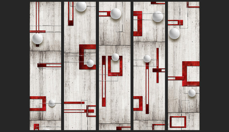 Fotomurale - Concrete, Red Frames And White Knobs 50X1000 cm Carta da Parato Erroi-2