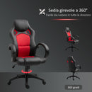 Sedia da Gaming Ergonomica in Similpelle Rosso e Nero-5