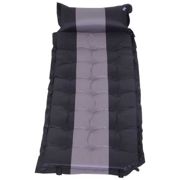 prezzo Matelas de camping gonflable avec oreiller en PVC noir et gris 191x63x5 cm