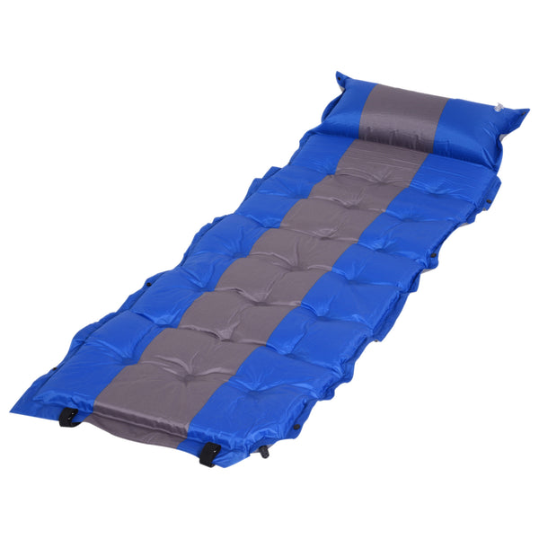 acquista Matelas de camping gonflable avec oreiller en PVC bleu et gris 191x63x5 cm