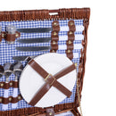 Cestino da Picnic per 4 Persone Posate Piatti Bicchieri e Accessori Vimini marrone 54x34x20 cm -4