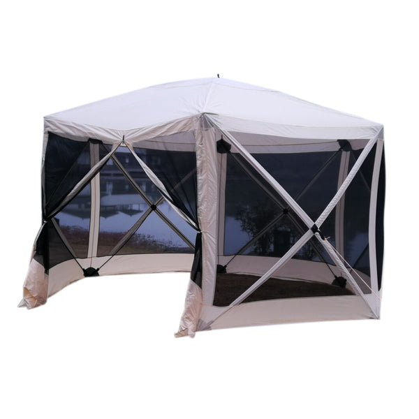 sconto Tonnelle de Jardin Pop up 3,55x3,55x2,3m en Polyester Beige Latéraux