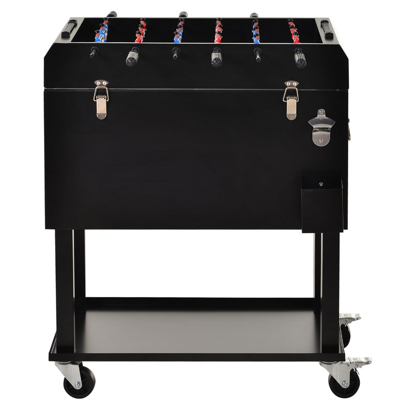 Ghiacciaia Portatile 65L con Calcio Balilla e 4 Ruote in Acciaio  Play 'n Drink Nero-6