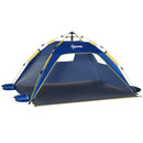 Tenda da Spiaggia Pop Up 220x173x120 cm con Finestre in Poliestere Blu-1