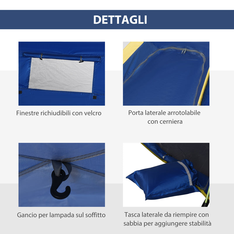 Tenda da Spiaggia Pop Up 220x173x120 cm con Finestre in Poliestere Blu-6