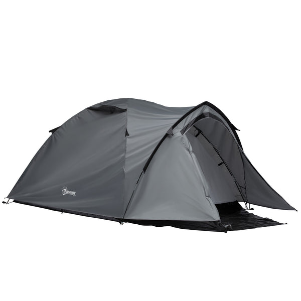 acquista Tente de camping 4 personnes 325x183x130 cm avec vestibule gris et fenêtres