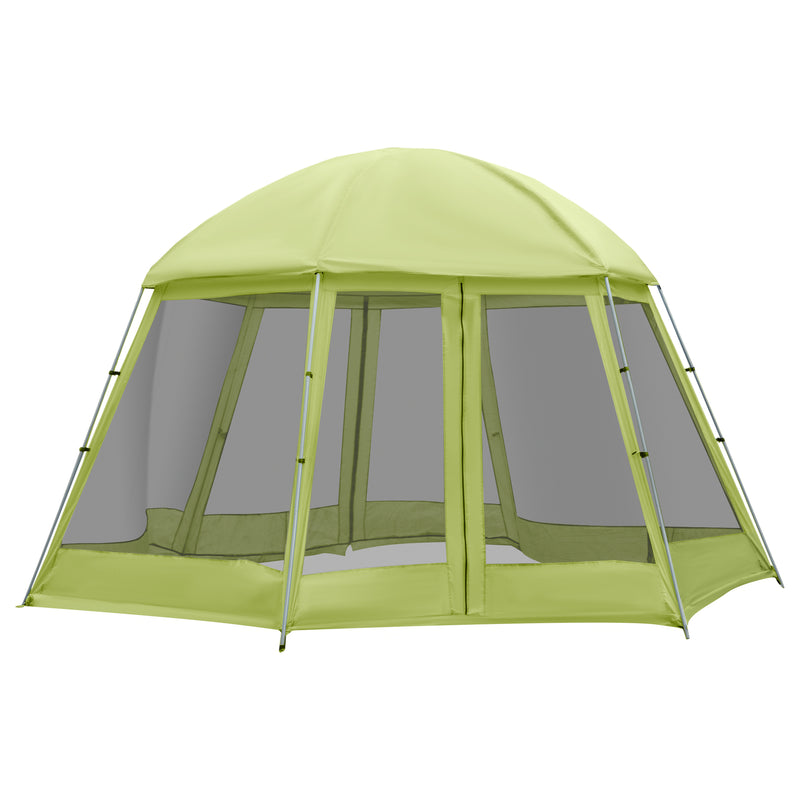 Tenda da Campeggio 6-8 Persone Ø4,93x2,4m in Tessuto Taffetà Verde-1