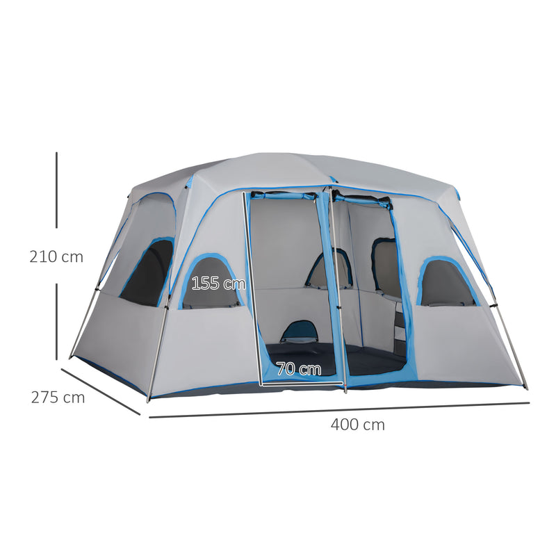 Tenda da Campeggio 4-8 Persone 4x2,75x2,1m in Tessuto Taffetà Grigio-3