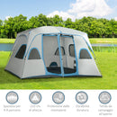 Tenda da Campeggio 4-8 Persone 4x2,75x2,1m in Tessuto Taffetà Grigio-4