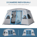 Tenda da Campeggio 4-8 Persone 4x2,75x2,1m in Tessuto Taffetà Grigio-6