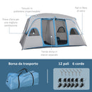 Tenda da Campeggio 4-8 Persone 4x2,75x2,1m in Tessuto Taffetà Grigio-7