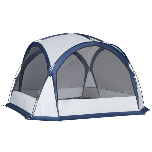 Tente de Camping 6-8 Personnes 350x350x230 cm 4 Portes Zippées Blanche et Bleue online