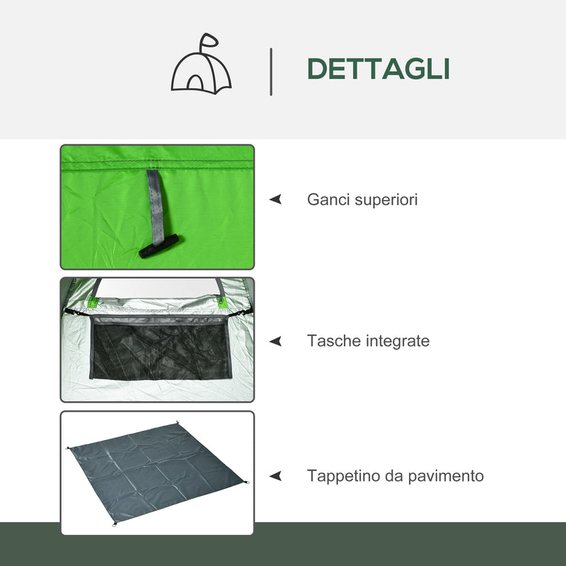 Tenda Doccia da Campeggio 126x124x189 cm in Poliestere Verde-6